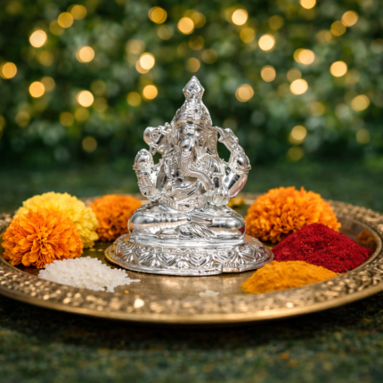 Blessed Silver Ganesha Murti - Pure Silver Idol
