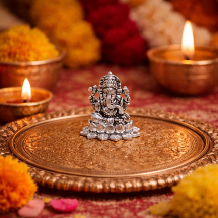 Handcrafted Silver Lord Ganesha Statue – Pure Silver Blessings