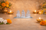 Pure 925 Silver Laxmi Ganesh Saraswati Murti – Divine Trinity Idol Set