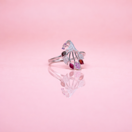 Exquisite Peacock Charm Ring in Silver 925