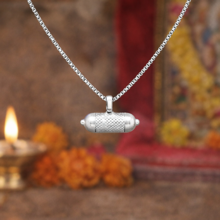 Silver Capsule Taabiz Pendant for Spiritual Protection(medium)