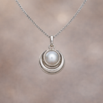 Luminous Chandrma Moti Pendant in Pure Silver