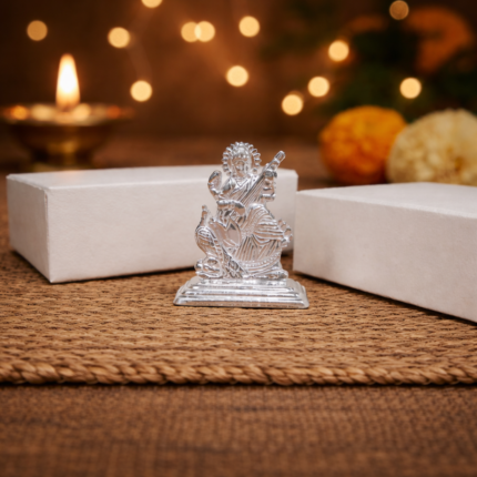 Pure Silver Saraswati Murti – Embodiment of Knowledge and Wisdom