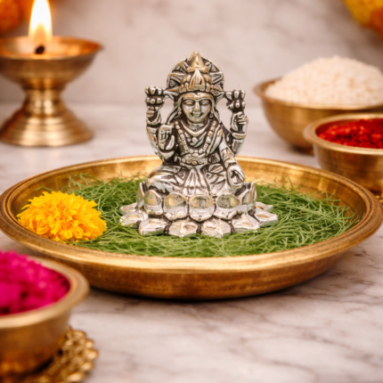 Pure Silver Laxmi Murti – Graceful Goddess Laxmi Idol