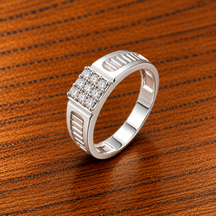 Regal Grid Pure Silver Ring