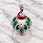 Elegant Peacock Design Sterling Silver Ring