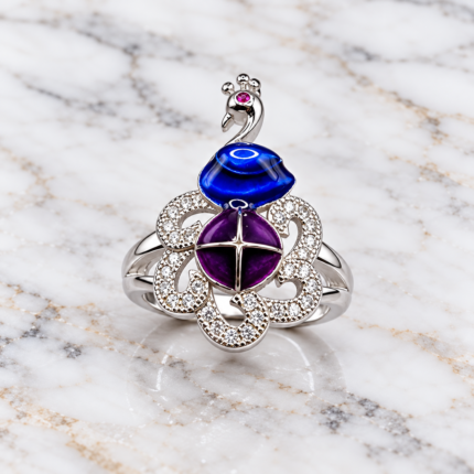 Graceful Silver 925 Peacock Ring for Women