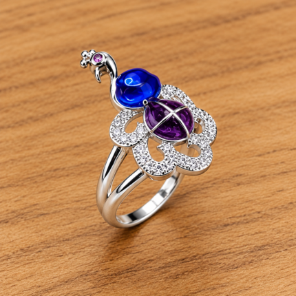 Graceful Silver 925 Peacock Ring for Women