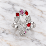Exquisite Peacock Charm Ring in Silver 925
