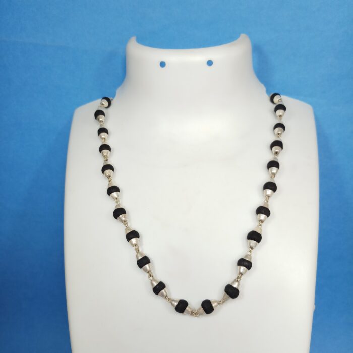 Sacred Silver Black Tulsi Mala (Big) Necklace