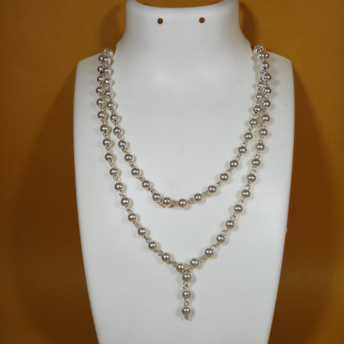 Elegant Silver Moti Mala Necklace