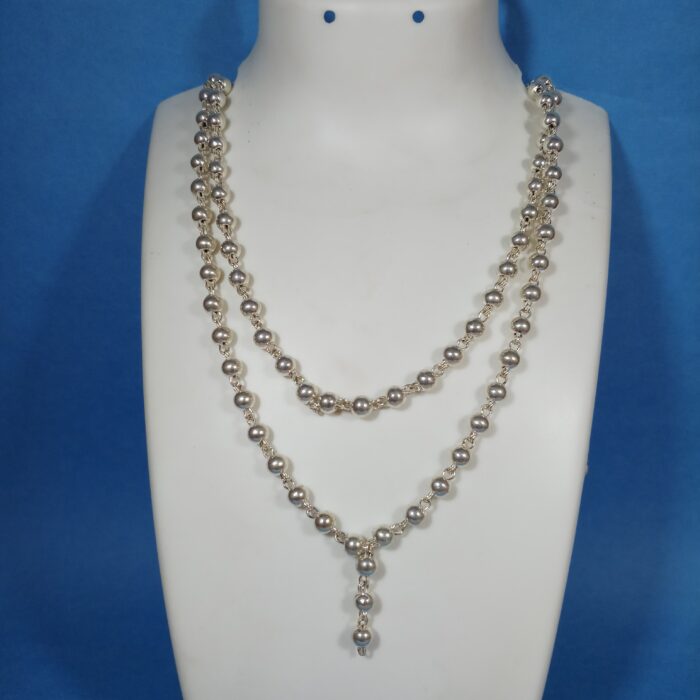 Elegant Silver Moti Mala Necklace