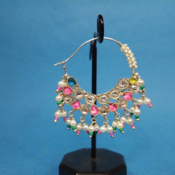 925 Silver Kundan Nath – Traditional Bridal Nose Ring with Elegant Kundan Stones