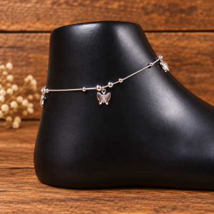 Fluttering Beauty: Sterling Silver Butterfly Anklet 2