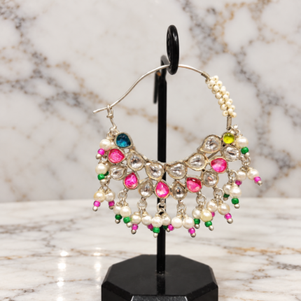 925 Silver Kundan Nath – Traditional Bridal Nose Ring with Elegant Kundan Stones
