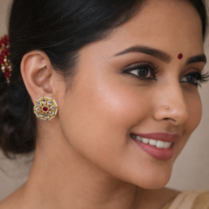 Elegant Silver Kundan Earrings – Handcrafted Royal Jewelry