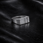 edit the silver ring with leather background