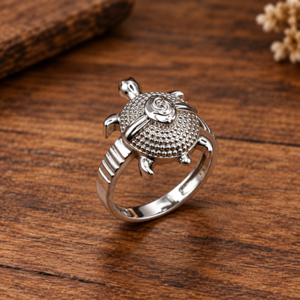 Elegant Silver Tortoise Ring – Symbol of Luck and Style