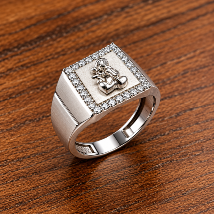 Handcrafted Silver God Krishna Ring for Men – Durable & Elegant