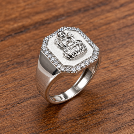 Elegant Silver Goddess Laxmi Blessing Ring