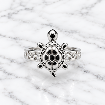 Graceful Silver Tortoise Design Ring