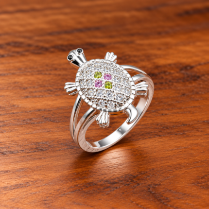 Elegant Silver Tortoise Ring – Symbol of Luck