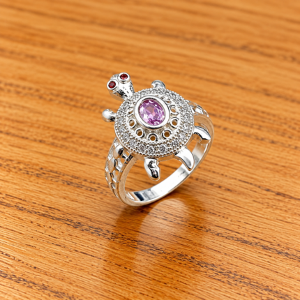 Tortoise Motif Pure Silver Ring – Trendy and Unique