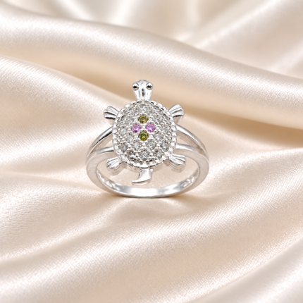 Elegant Silver Tortoise Ring – Symbol of Luck