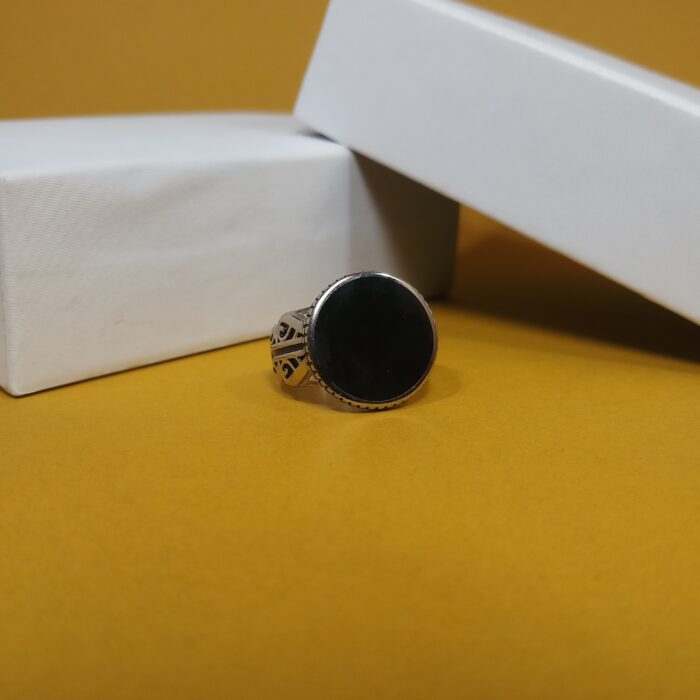 Rajshyam: Regal Black Stone Men's Ring with Turkish Flair