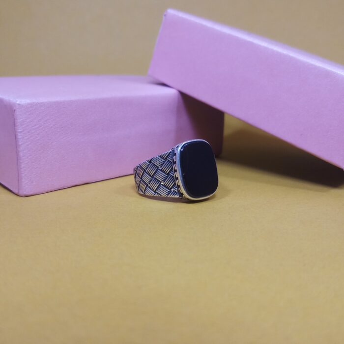 Tamrashyam: Elegant Black Stone Turkish-Inspired Ring