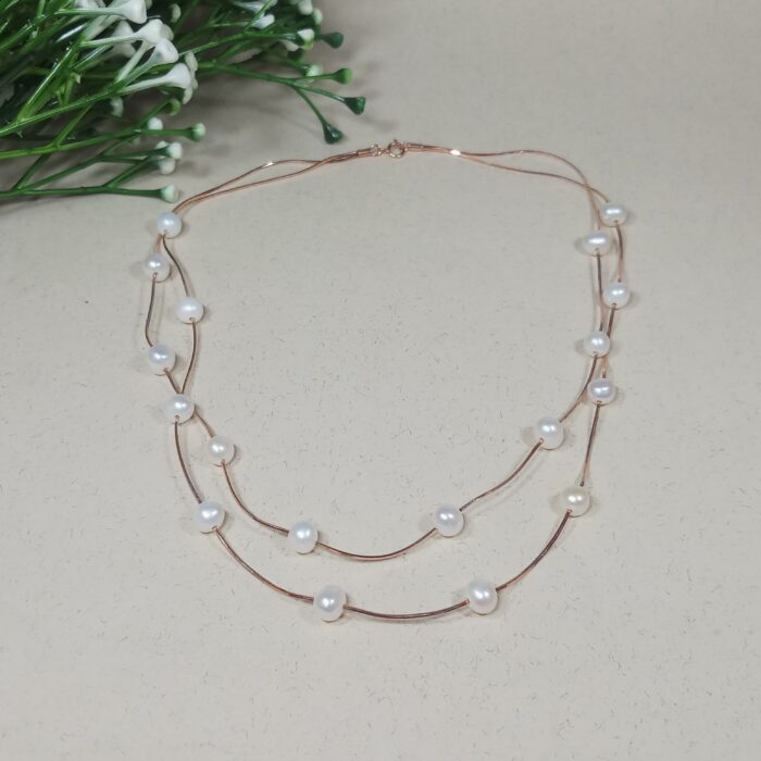 Elegant Women’s Sterling Silver Necklace with Pearls – Perfect Gift