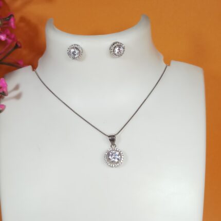 Sterling Silver Radhika Pendant Set with Earrings