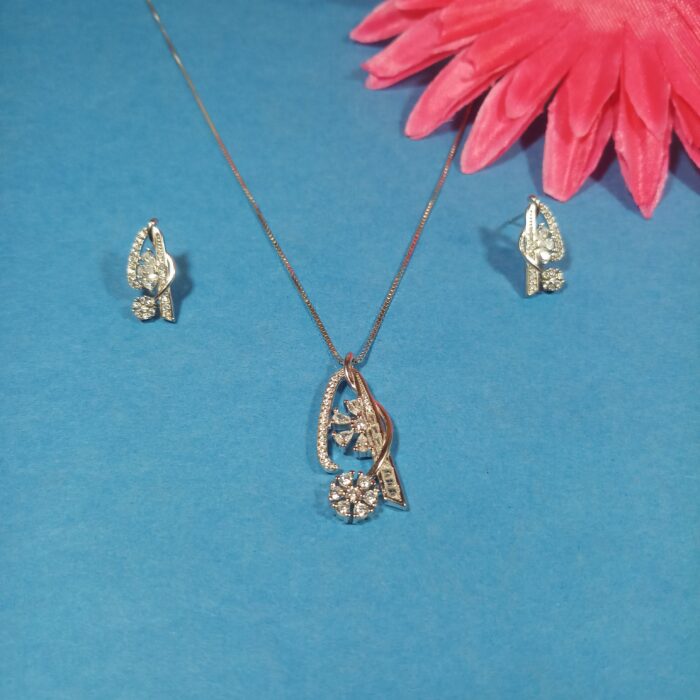 Pure Silver Pendant Set with Indian-Inspired Design