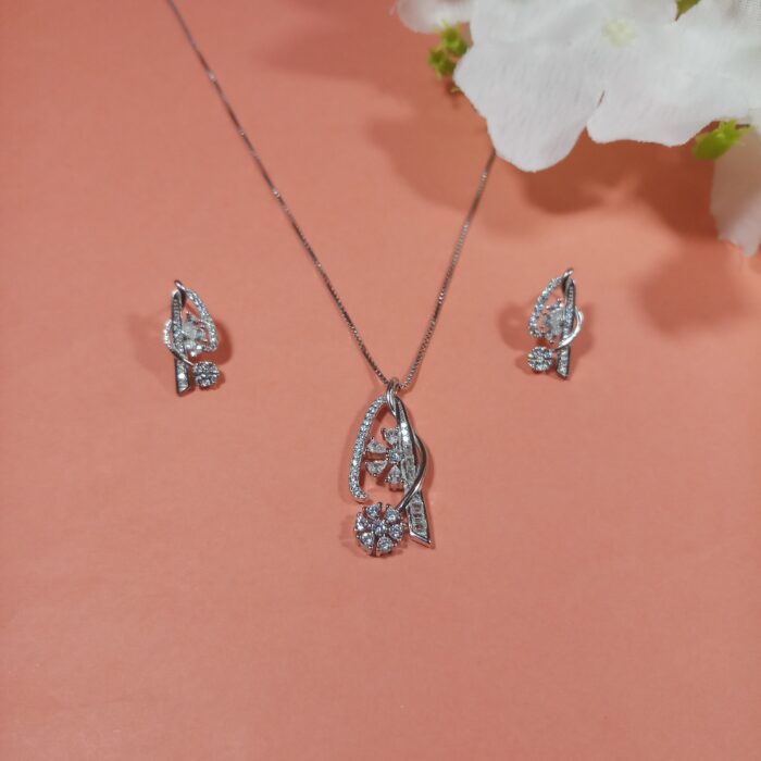 Pure Silver Pendant Set with Indian-Inspired Design