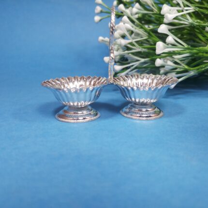 Traditional Silver Kumkum & Akshata Holder