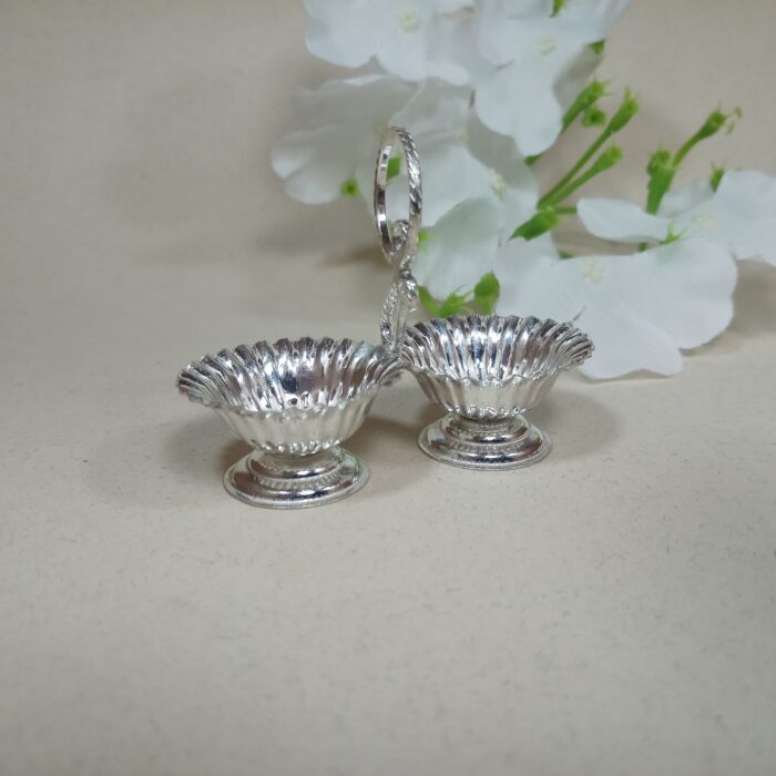 Traditional Silver Kumkum & Akshata Holder