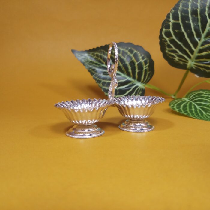 Traditional Silver Kumkum & Akshata Holder