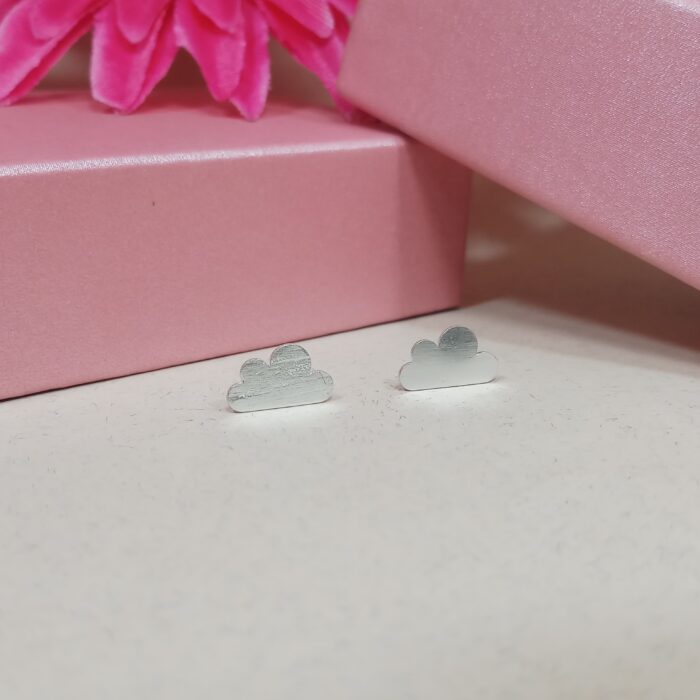 925 Sterling Silver Cloud Stud Earrings – Soft and Serene Weather-Inspired Jewelry