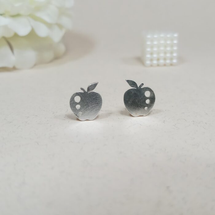 925 Sterling Silver Apple Stud Earrings – Sweet and Minimalist Jewelry