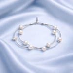 Sleek & Stylish Women’s Sterling Silver Two Layer Pearl Bracelet – Perfect Gift for Her
