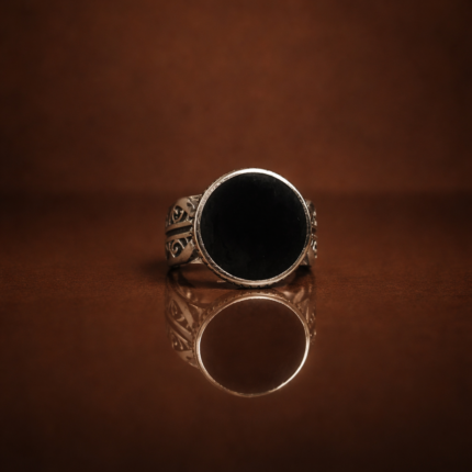 Rajshyam: Regal Black Stone Men's Ring with Turkish Flair