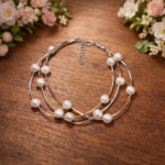 Delicate Sterling Silver Three Layer Pearl Bracelet – Sophisticated Accessory for Women