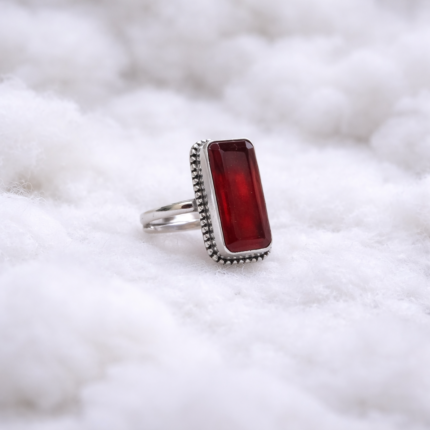 Handcrafted 925 Sterling Silver Ring with Radiant Cut Stone