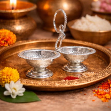 Silver Haldi-Kumkum Case for Indian Rituals
