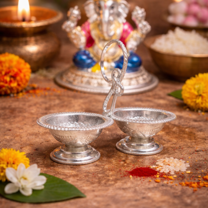 Silver Haldi-Kumkum Case for Indian Rituals