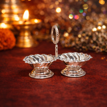 Pure Silver Kumkum & Rice Case for Pooja