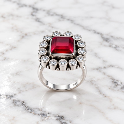 Elegant 925 Silver Cut Stone Ring – Timeless Sparkle for Every Occasion