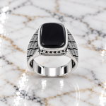 Tamrashyam: Elegant Black Stone Turkish-Inspired Ring