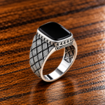 Tamrashyam: Elegant Black Stone Turkish-Inspired Ring