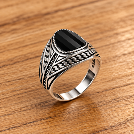 Ratriya: Mystical Black Stone Gents Ring